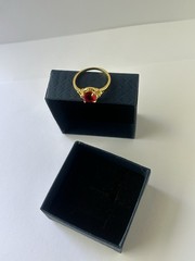 Vintage Red Cubic Zirconia Ring Gold Plated Womens Size 10