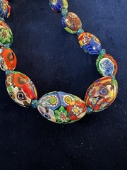 Vintage Murano Millefiori GraduatedGlass Bead Necklace Italian Art Glass 26” FAB