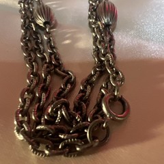 Vintage Monet Chain Textured Station Bead Necklace Silver Tone 53”