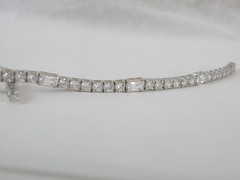 Vintage Sterling Silver 925 Baguette Cubic Zirconia Tennis Bracelet 7″