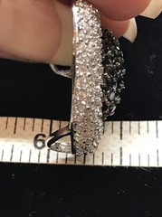 Vintage Signed LL 925 Sterling Onyx Clear Cubic Zirconia Pave Heart Pendant