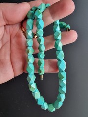 Vintage USSR Turquoise Graduated Necklace Armkvartssamotsvety Soviet Armenia 46g