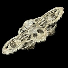Vtg Opaline Glass Brooch Cabochon Stone Collar Pin Regal Style Antique Moonglow
