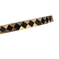 Napier Vintage Gold Tone Black Enamel Diamond Cut 7.5″ Bangle Bracelet