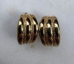 GIVENCHY Paris NY Gold Tone Half Hoop Stud Clip On Earrings 21 mm