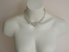 Elegant Necklace, Chain With Clear Rhinestones 22.2 G/Adjustable About 39-45 Cm