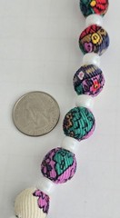 Vintage Silk Covered Glass Beads White Colorful Necklace