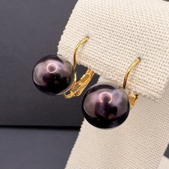 Vintage Joan Rivers Purple Swirl Ball Round Pierced Dangle Leverback Earrings