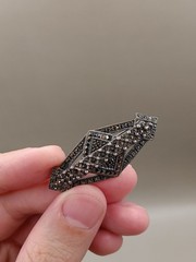 Judith Jack Marcasite Sterling Silver Brooch Pin Abstract