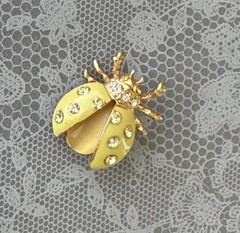 Vintage ladybug brooch enamel on metal