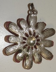 1960’s Flower Pendant (no chain) Vermilion Pedals / Fuchsia center