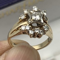 Vintage 14k Solid Yellow Gold .90ct Natural European Cut Diamond Ring