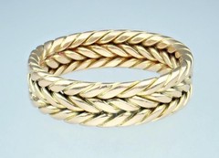 Fine Antique Victorian Solid 18K Gold Braided Rope Twist Eternity Band Ring 6.25