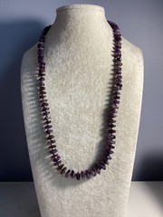 INCREDABLE AUTHENTIC NATURAL AMETHYST LARGE STONE BEAD NECKLACE MUST SEE NR