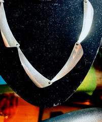 GERHARD HERBST 925 Sterling Silver Modernist Choker Necklace 16″ signed
