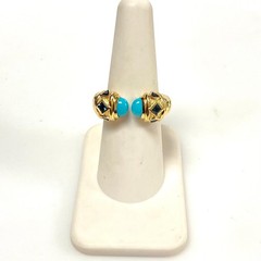 v836 David Yurman Renaissance Color 18K YG twisted cable Ring Gemstones Size 7
