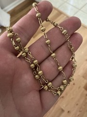 Vintage Signed Monet Gold Tone Gold Bead Chain Choker Necklace 15.5 In