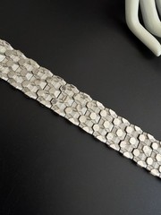 BOUCHER Signed 7804B Silver Hexagon Link Wide Gate Panel Bracelet Safety Chain 7