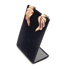 Modernist Copper Wings Climber Style Clip On Earrings Artisan Style Unsigned