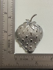Vintage Sarah Coventry Strawberry Ice Brooch Earring Set 1968 Silver Tone Signed