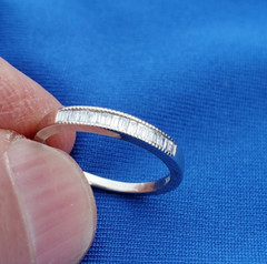EARTH MINED DIAMOND Baguette Milgrain Deco Wedding Band SOLID 14K GOLD Ring S 5