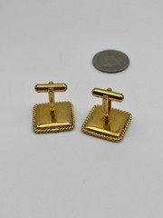 Vintage Dior Austria Cufflinks Gold Tone Celtic Infinity Knot Square