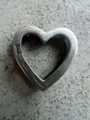 Sterling Silver Marcasite Heart Open Slide Pendant Charm For Necklace SLC C6