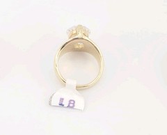 Vtg Sz 8 Ring ESPO Lg Oval Cubic Zirconia 14KGE Gold Electroplated Jewelry