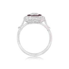 2.50Ct Art Deco Style Asscher Lab-Created Diamond & Ruby Wedding 925 Silver Ring