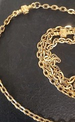 Vintage 70’s Signed Roget Long Necklace Gold Tone 36 In