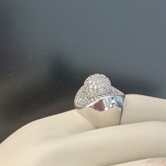 Chunky Statement Ring Sterling Silver Dome Pave CZ Cocktail 9.25 Bold Modernist