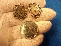NICE OLDER VINTAGE HANDCRAFTED PAIR OF STERLING SILVER AMMONITE SEALIFE EARRINGS