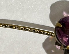 ANTIQUE CZECHOSLOVAKIA FACETED PURPLE CRYSTAL GLASS FLOWER PIN