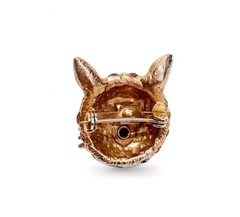 Vintage Cat Head Brooch Red Rhinestone SEE DESCRIPTION Free Ship!