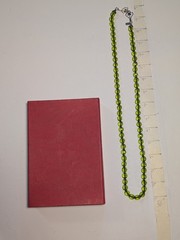 16″ Vtg Green Glass Beaded Necklace Flower Clasp Morocco