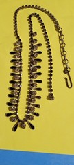 Vintage black glass and rhinestone collar fringe necklace