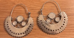 Vintage Morocco silver black onyx ornate tribal Dangle earrings 900