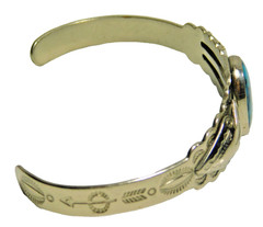 Vintage Bell Trading Post Nickel Silver Faux Turquoise Cuff Bracelet