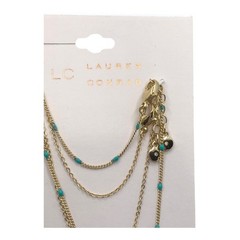 LC Lauren Conrad NIP Gold Tone Four Strand Lightening Bolt Green Bead Anklet