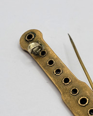 Edwardian Gold Plated with Rhinestones Brooch Bar Pin Circa 1920s