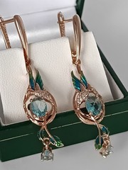 Vintage 1990-s 14 Ct Rolled Gold Aquamarine Zircons Earrings – Hallmarked 585 RG