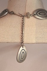 Vtg Brutalist SouthWest Style Adjustable Necklace w Cut-out Engraved Oval Panels