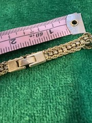Vtg Signed JC Jackie Collins Gold Tone Crystal Rhinestone Chain Bracelet 7”
