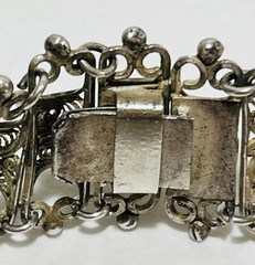 Antique European 800 Silver Filigree Bracelet 7.5 Inches Signed True Vintage