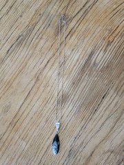 VTG Sterling Silver 925 Orthoceras Fossil Pendant W/ 20″ Rope Chain Necklace