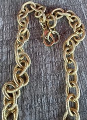 Vintage Gold Tone Chain Link Double Strand Circle Pendant Necklace Ann “17