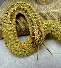 KENNETH J LANE KJL OPAQUE TOPAZ CRYSTAL Serpent Snake BROOCH BOOK PIECE 5″ Rare