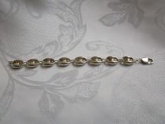 Vintage Sterling Silver Mariner Puffy Link Bracelet Italy 7.75” Long 0.5” Wide