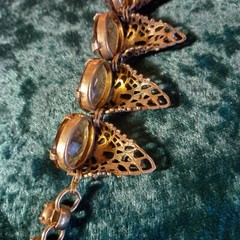 Filigree cone topaz glass necklace, filigree open work, 15 inch, beautiful