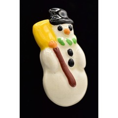 Flying Colors Vintage Snowman Pin Brooch Christmas Holiday Ceramic Signed BinAH